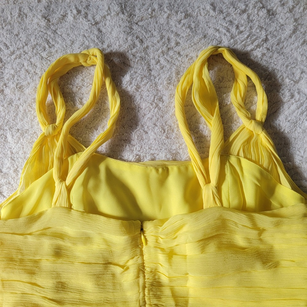 Banana Republic 100% Silk Yellow Lauren GG Mini Dress Fit & Flare Size 4 - Picture 9 of 14